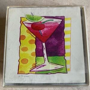 Set if 4 martini  glass Aquastone Coasters